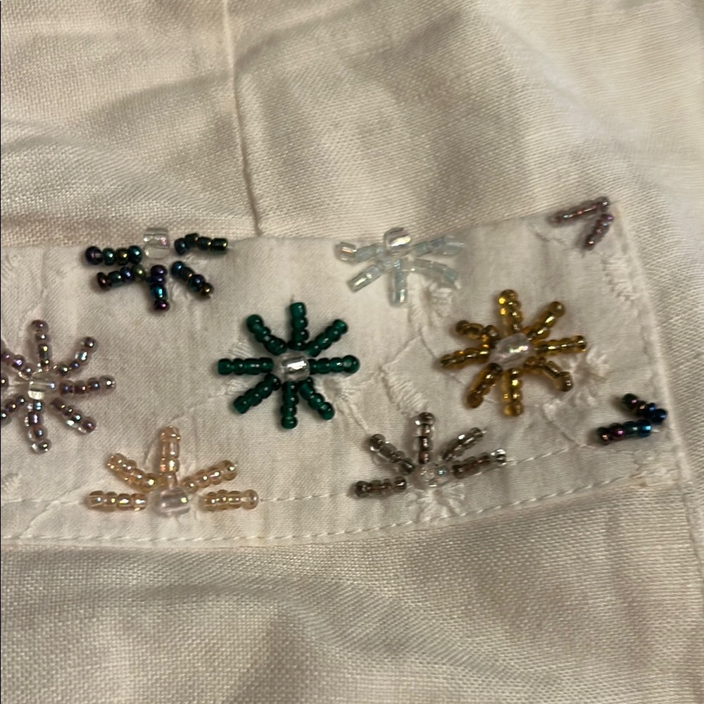 Embroidered Cream Drawstring Pants - Picture 4 of 4